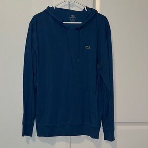 Lacoste Blue Hoodie with Crew Neck and Small Logo